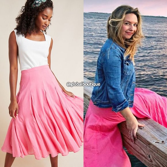 NWT, Anthropologie Tiered Flounced Ruffled Midi Skirt - Picture 11 of 15